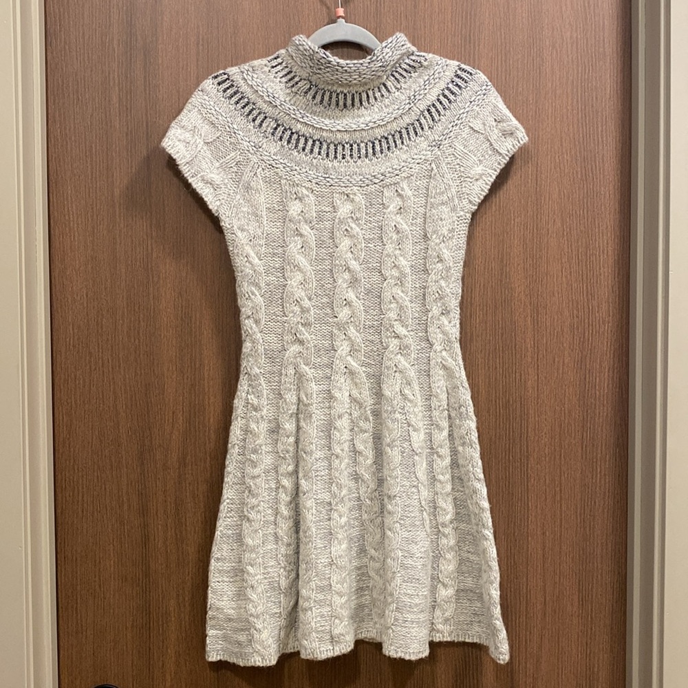 FREE PEOPLE Nordic Nights Wool Blend Cable Knit Sweater Dress Size Small - Picture 11 of 14